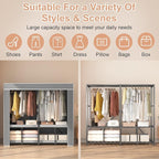 Foldable Wardrobe Closet, Clothes Rack with Cover for Bedroom, Portable Metal Closet Organizer, Thick Steel Tubes, Heavy Duty