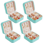 Neveika Mini Jewelry Box Leather Jewellery Ring Organizer Case Storage Gift Box Girls and Women (4pcs blue).