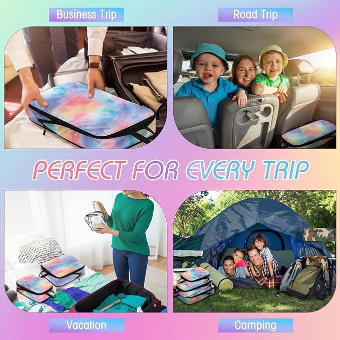 5 Pack Compression Packing Cubes for Travel Space Saving Cubes Luggage Organizer for Suitcase(Watercolor,Mixed)