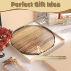 Acacia Wood 24" Lazy Susan Turntable Organizer for Table Top, Farmhouse Extra Large Round Lazy Susan for Serving Kitchen Coun