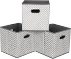 Fabric storage bins Cubes, Fabric Cube Organizer with Handle, Foldable Cube Bins for Cloth or Accessary Storage, 11x11x11, Se