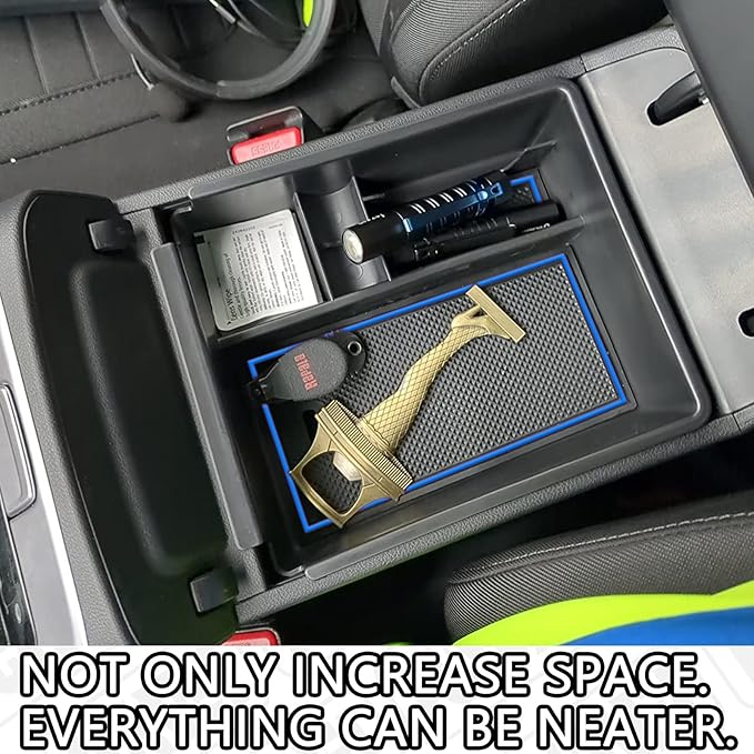 Center Console Organizer Compatible with 2022-2024 Hyundai Tucson & Santa Cruz 2022-2026 Interior Accessories Armrest Storage Box Insert Tray (Not for 2025 Limited/Hybrid/Plug-in Hybrid) Blue