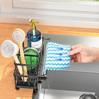 Cisily Sponge Holder for Kitchen Sink, Sink Caddy Organizer with High Brush Holder, Kitchen Countertop Organizers and Storage