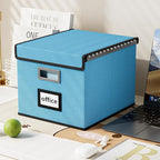 Huolewa File Organizer Box with Lid, Collapsible File Folder Organizer for Office Document Storage, Filing Box with Plastic S