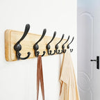 Dseap Coat Rack Wall Mounted - 24" Long 6 Tri Hooks, Heavy Duty Wooden Wall Coat Hanger Coat Hook for Clothes Hat Jacket Clot