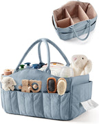 Marscamd Quilted Baby Diaper Caddy with Detachable Dividers and Wipes Pocket, Lightweight Baby Caddy Organizer with Handles a