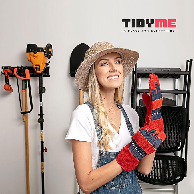 TIDYME Garage Tool Organizer Wall Mount - 64 inches - Sturdy Storage Rack with Adjustable Hooks, Anti-Rust - Easy Installatio