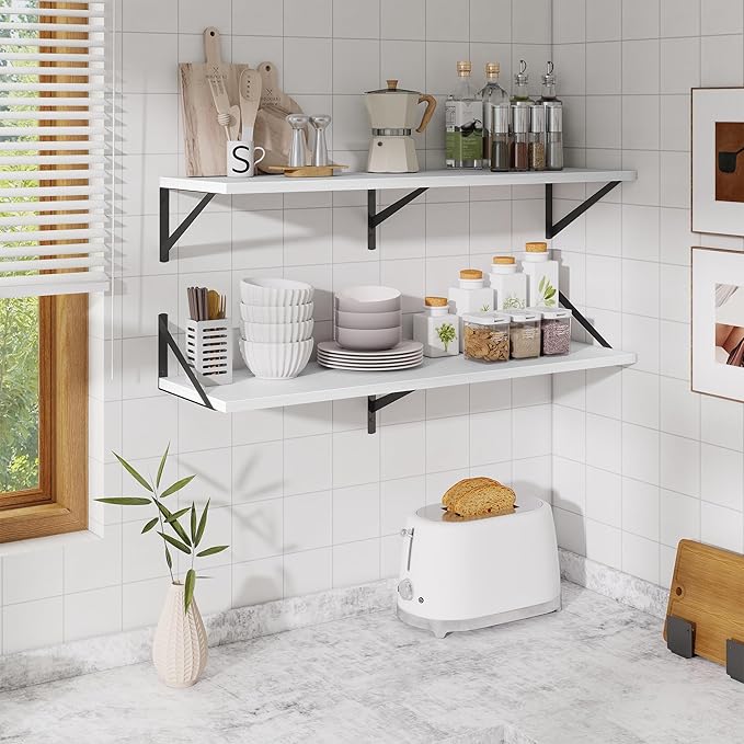 Floating Shelves for Wall,40" Wall Mounted Shelves Set of 2,Long Wood Floating Shelves,Hanging Wide Display & Storage Shelf w