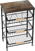 NiuYichee 4-Layer Fruit Basket Kitchen Food Organizer and Rack, Stackable Storage Cart with Desktop, Pull-Out Hollow Metal Ba