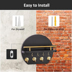 Nekon Key Holder for Wall - 9.8 Inch Apartment Wall Decor with Shelf and 8 Key Hooks, Circular Wood Key Hanger for Home Decor