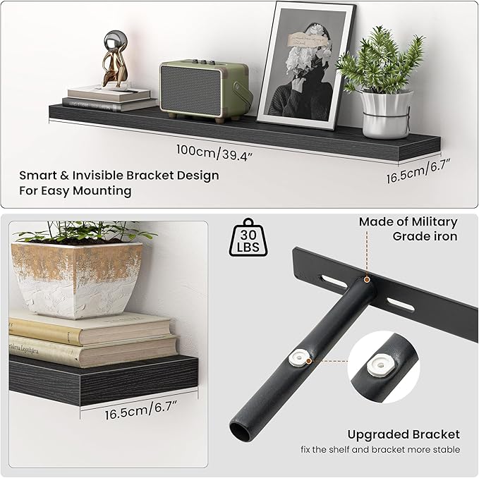 Heimlove Floating Shelves for Wall 40 Inch,Mounted Storage & Display Hanging Shelf with Invisible Brackets,for Bedroom,Living