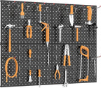 TORACK 4 PCS 12"x16" Metal Pegboard Panels for Garage, Workbench, Shop, Tool Organizer Peg Board with 1/8" & 1/4" Holes, Modu
