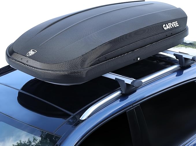 Garvee Rooftop Cargo Box Carrier Dual-Side Opening,12 Cubic Hard Shell Rooftop Cargo Carrier,165Lbs Weight Capacity with Secure Straps&Keys