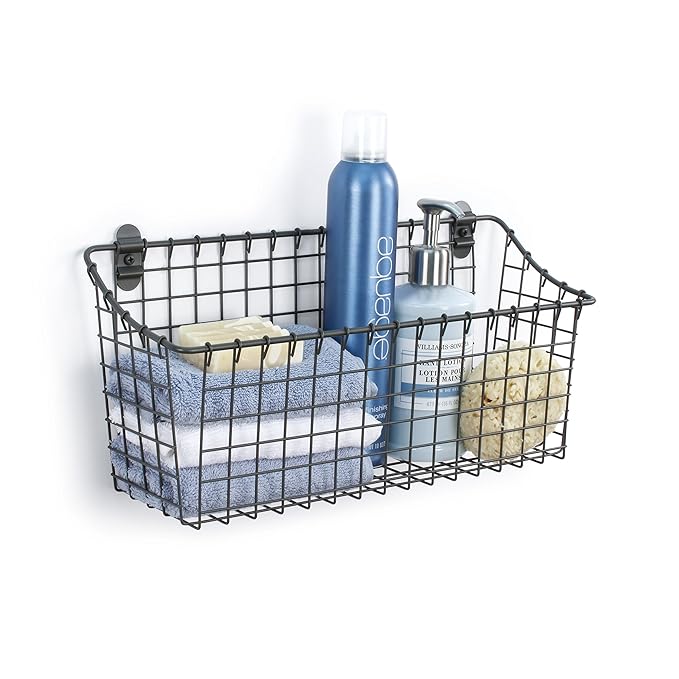 Spectrum Diversified Vintage Wall Mount Storage Basket, X-Large (Pack of 2), Industrial Gray