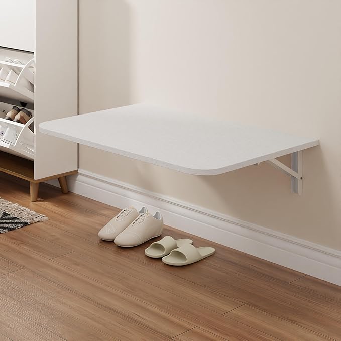 Foldable Floating Wall Shelves 20 inch, Bathroom Shelves Wall Mounted,12" Deep Wood Floating Kitchen shelves,Easy to Install 