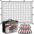 Cargo Net for Pickup Truck Bed (4'x6' Stretches to 8'x12') Double Thick Heavy Duty Pickup Truck Bed Organizer Accessories - 12 Metal Carabiners, Bungee Mesh Accessory with Strap Hooks