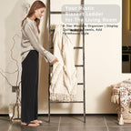 Blanket Ladder for The Living Room 6-Tier, Wooden Decorative Quilt Holder for Bed Room, Wall-Leaning Wood Towel Rack for Bath