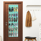 Simple Houseware 24 Pockets - Crystal Clear Over The Door Hanging Shoe Organizer, Turquoise (64'' x 19'')