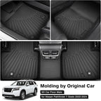 Powerty Floor Mats for 2023-2025 2026 Nissan Pathfinder 7 Seats Accessories All Weather Floor Liners 3D TPE Floor Mat Heavy-Duty Floor Liners