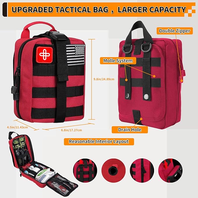 Survival Kit, Gifts for Men Women Teen Boys, 252 pcs Survival Gear and Equipment Mini First Aid Kit for Car Home, Emergency K