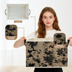Abstract Vintage Floral Storage Box Bins, Black and Beige Botanical Collapsible Storage Basket Organizer for Bedroom Laundry 