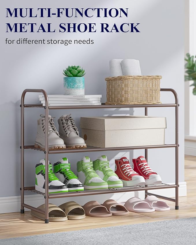 Kitsure Shoe Rack - Stainless Steel Shoe Organizer, Sturdy Shoe Rack for Closet and Front Door Entrance, Free Standing Shoe S