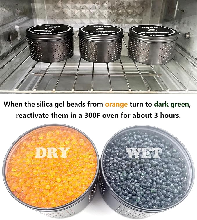 Gun Safe Dehumidifier 200g - Small Reusable Indicating Silica Gel Canister, Portable Moisture Absorber Prevents Corrosion