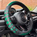PINCTROT Large Size Race Grip Steering Wheel Cover, Anti-Slip Silicone Perforated Design with Soft Touch Padding, Enhanced Grip for Sporty Driving 15.5-15.75 Inch (Racing Green)