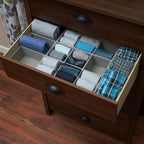 Household Essentials Grey 727-1 Deep 3 Section Drawer Organizer Box for Storage | 12 in x 6.13 in x 3.13