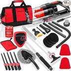 Viewsun 17PCS Car Cleaning Kit, Red Car Interior Detailing Kit with High Power Handheld Vacuum, Detailing Brush Set, Windshie
