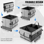 UYYE Auto Collapsible Trunk Organizer, 3 Large Compartments and 6 Pockets Durable for Cargo Storage, Easy to Storage Tools With