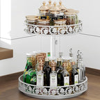 Two Tier Lazy Susan Metal, 2 Tier Wood Lazy Susan 12 Inch, Rotating Spice Rack Organizer for Cabinet Dining Table Top Kitchen