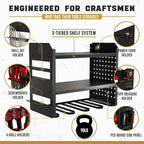 BUILTSTRONG Power Tool Organizer Wall Mount - 3-Tier Heavy-Duty Metal Hand Tool Storage Rack, Utility Racks, Drill Holder, Pe