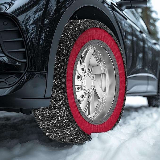 Automotive Snow Socks - Great Alternative to Tire Chains, Thickened Polyester Fiber for Maximum Traction & Grip, Fits Car, SU