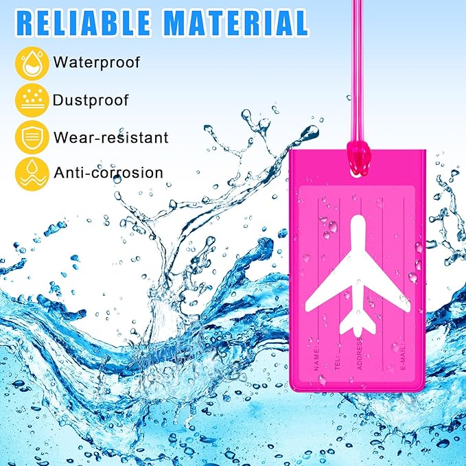 Sumind 50 Pcs Plastic Luggage Tags Assorted Name Identification Labels Flexible Suitcase Tags for Travel Baggage, 10 Colors (