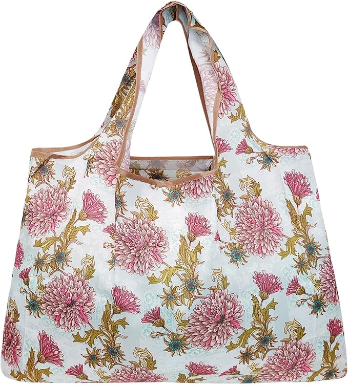 allydrew Large Foldable Tote Nylon Reusable Grocery Bags, 6 Pack