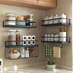 Wood Floating Shelves Wall Mounted - 4+1 Tier Rustic Bathroom Wall Shelves Over Toilet with Wire Storage Basket and Towel Bar