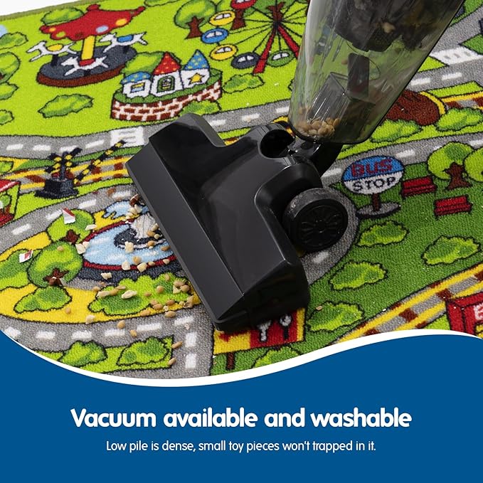 Booooom Jackson Car Rug with Exquisite Box,Washable Rug Kids Area Rug Play Mat 60"x32",Train Track Car Mat,Children Non Slip 