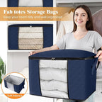 Fab totes 24 Gallons Clothes Storage,Foldable Thick Fabric Blanket Storage Bags,Containers for Organizing Bedroom, Closet, Cl
