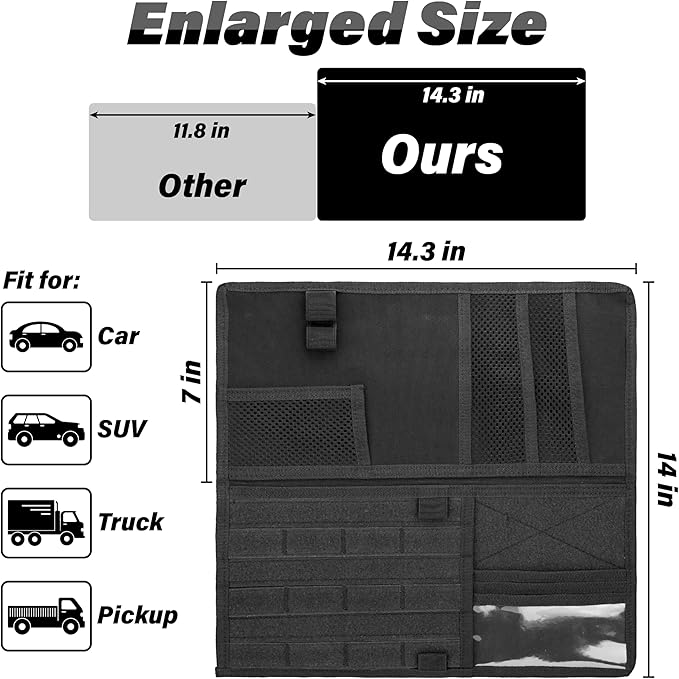 Tactical Visor Organizer, Car Visor Organizer, Sunvisor Organizers, Tactical Visors Cover Molle Webbing, Truck Accessories for Men, Car Sunshade Storage Pouch (Black)