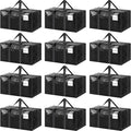 12 Pack Extra Heavy Duty Large Moving Bags with Strong Zipper & Comfortable Handles, Sturdy & Durable Clothes Storage Bags To