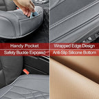 2-Pack Leather Front Car Seat Covers - Bottom Car Seat Covers Fully Wrapped, Non-Slip and Waterproof, Fits Most Vehicles Gray
