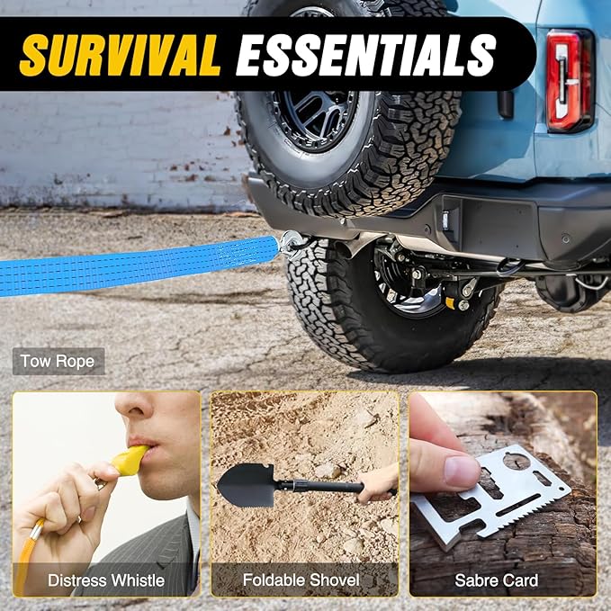 Nilight Car Emergency Kit with Jumper Cable Air Compressor Tire Repair Essential Tools First Aid Alligator Connector Electric