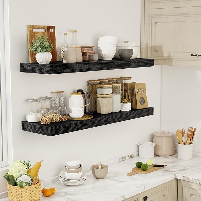 48 Inch Floating Shelves, 12" Deep Floating Shelf Wall Mounted, 48" Wall Shelves, Rustic Deep Bookshelf, Extra Deeper & Thick
