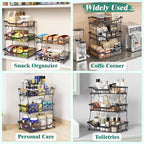 Giwil 3 Tier Countertop Fruit Basket for Kitchen, Vegetable Storage Bread Fruit Bowl Stand with 2 Banana Hooks, Wall Mounted 