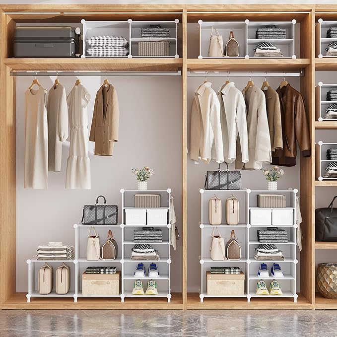 AWTATOS 6 Cube Closet Organizer Storage Shelves Portable Clothes Organizers and Storage Stackable Cubby Shelving for Closet B