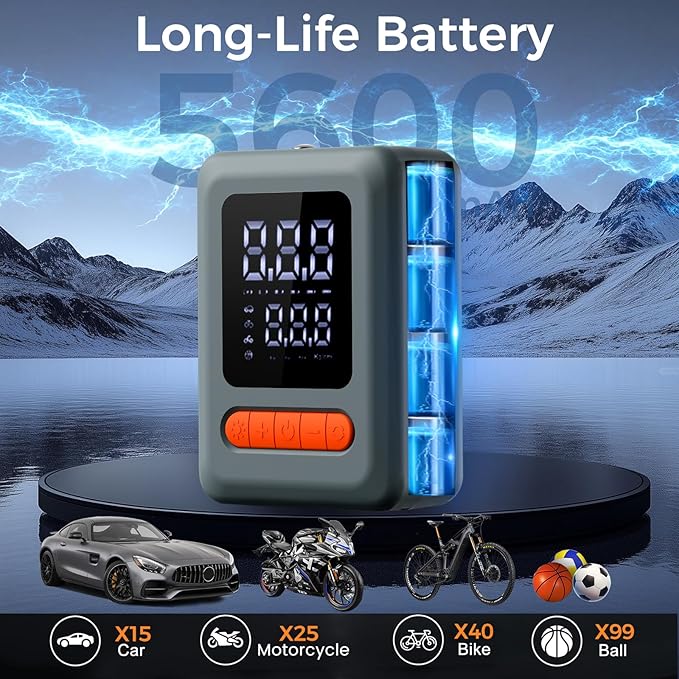 Tire Inflator Portable Air Compressor & Car Jump Starter (C9)