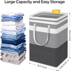 HomeHacks 3-Pack Large Laundry Basket,75L Each Waterproof, Freestanding Laundry Hamper, Collapsible Tall Clothes Hamper with 