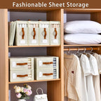 Bed Sheet Organizers and Storage, 8 Pack Linen Closet Organizers, Foldable Bedding Storage for Queen or King Size Bedsheets, 