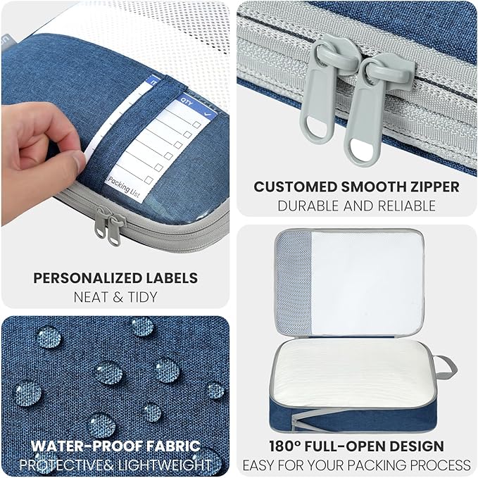Compression Packing Cubes for Travel, Lightweight Vacation Travel Essentials, Travel Accessories for Suitcase Organizer Bags 